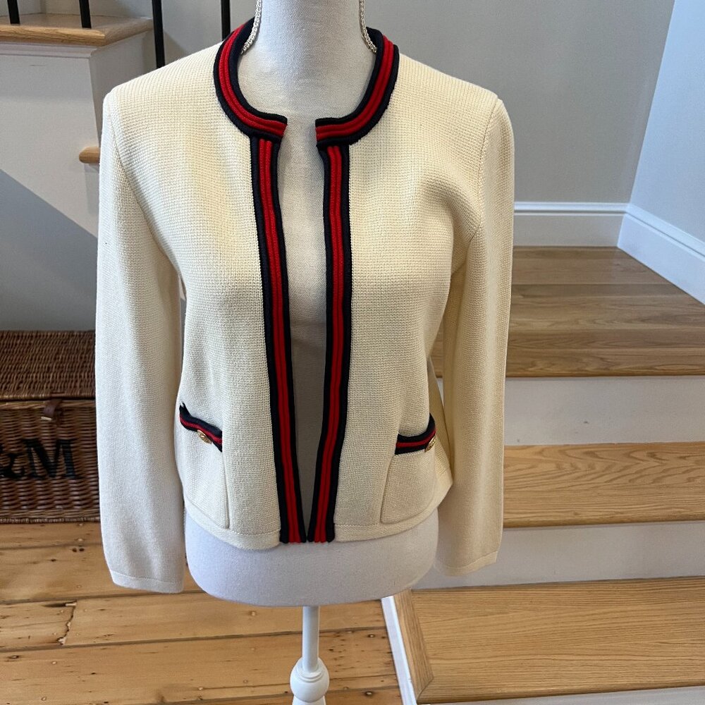 J.Crew Emilie Sweater Lady Jacket With Contrast Trim Size small